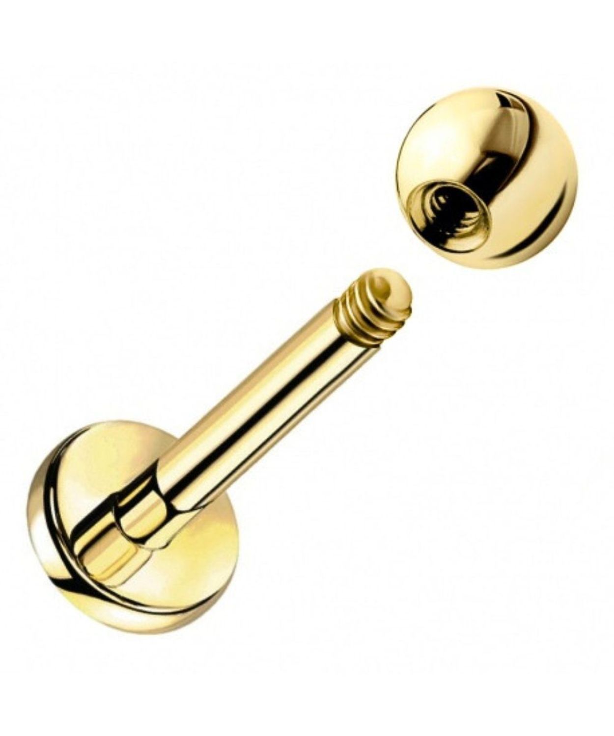 Złoty Labret z Kulką Tytan G23 - Piercing..jpg